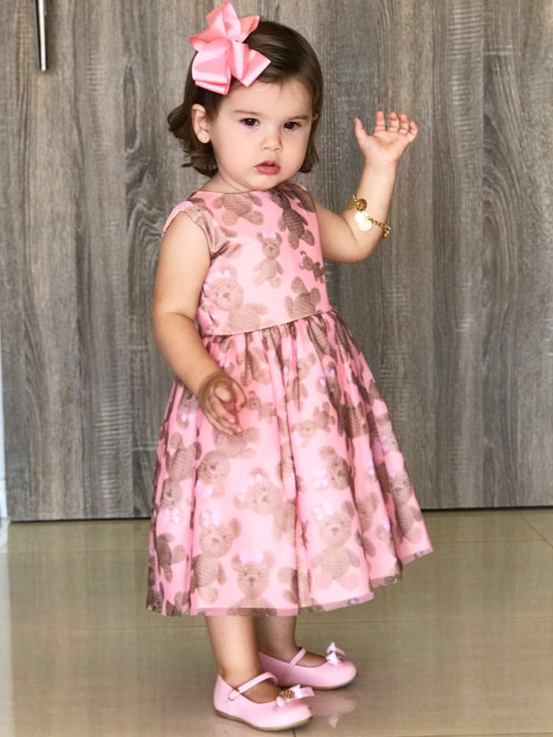 Vestido Taci Baby Urso Tule - Rosa Vestido Taci Baby Urso Tule - Rosa