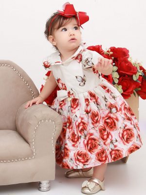 Vestido Taci Rosas Barrado - Baby