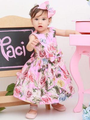 Vestido Taci Rosas Coloridas - Baby