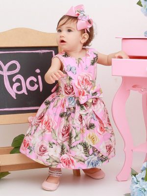 Vestido Taci Rosas Coloridas - Baby