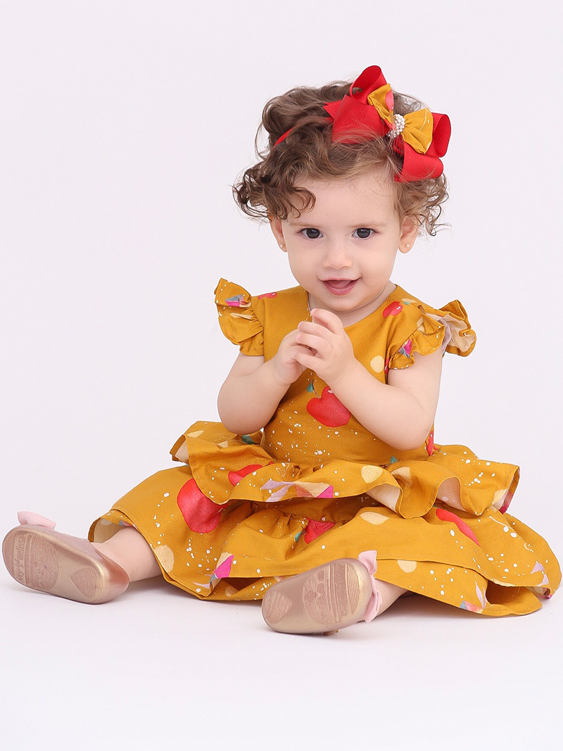 Vestido Taci Cidade Casual - Era uma vez... A menina e o passarinho - Baby Vestido Taci Cidade Casual - Era uma vez... A menina e o passarinho - Baby